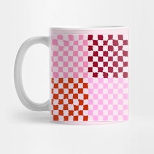 Pink and Red Checkerboard Grid Textured Mug